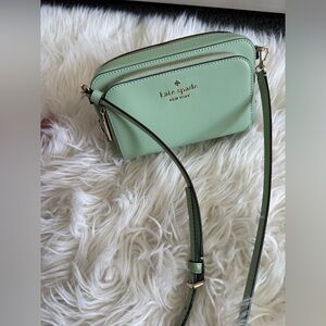 Kate Spade Mint Green Double Zip Crossbody Camera Bag EUC